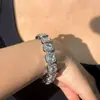Mismo Pulsera de Chicheng, Pulsera Amor Inverso, Cubo de Azúcar Diamante Hip-Hop para Hombre Diseño Exquisito de Nicho Pulsera Totalmente Diamantada