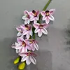Novas 10 flores artificiais de Cymbidium sensação de impressão 3D filme estéreo Magnólia casamento hotel casa flores falsas macias