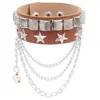 Pulsera Punk de Moda Callejera Europea y Americana, Multicapa Ancha de Cuero PU Ecológico con Calavera Audaz, Pentagrama y Remaches