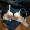 K27 Lace Pure Desire Roupa íntima feminina com franzimento no peito pequeno, sutiã ajustável anti-flacidez sem argola de aço sexy