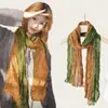 Novo produto de outono~Lenço artístico plissado de algodão e linho com estampa de leopardo para mulheres, lenço longo versátil para o pescoço, estilo fino para combinar com roupas, atacado