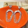 Brincos de Pino em Prata 925 Novos Moda Europeia e Americana Exagerados Super Brilhantes Diamante Zircônia Strass Oval Longo Elegantes