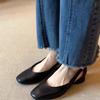 Zapatos de Mujer de Cuña Gruesa, Suela Suave, Huecos Estilo Retro, Boca Baja, Modelo Nuevo 2026 para Ir al Trabajo, Puntera Cuadrada, Cómodos, Transpirables