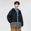 2023 Marca de moda americana chaqueta de trabajo a juego colorida para hombre otoño Nueva holgada con capucha moda nacional casual chaqueta para hombre
