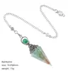 Colgante de péndulo de cristal natural, color plata vintage, piedra triturada multicolor, cono hexagonal, meditación yoga, cristal de meditación de frecuencia ajustable