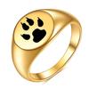 Anillo con Huella de Gato y Perro Redondo Grabado Láser 12mm Redondo de Moda Versátil Anillo Conmemorativo Transfronterizo Europeo y Americano Venta al por Mayor
