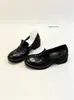 Zapatos Mocasines de Cuña Gruesa Estilo Británico Negros para Mujer, Aumentan la Altura 5CM, Otoño 2026 Nuevos, Suela Gruesa, Slip-on, Zapatos Pequeños de Cuero