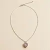 Cadena para Clavícula con Forma de Corazón de Piedras Preciosas de Colores, Estilo Millennial Chica Picante Y2K con Colgante de Corazón, Accesorio Diario Dulce y Genial para Chicas