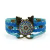 Pulseira Trançada Vintage de Múltiplas Camadas Símbolo Sem Fio Borboleta Cartão Pulseira Tecida à Mão Pulseira Flor Mandala Yoga