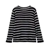 Ropa de Mujer Transfronteriza 2026 Moda Europea y Americana Versátil Casual Simple Manga Larga Cuello Redondo Tejido de Punto Rayado Mujer G89073