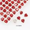 Rhinestones para Uñas Dongzhou Crystal Light Color Rojo Rosa con Base Puntiaguda, Corazón Inclinado, Brillo Deslumbrante, Decoraciones para Uñas de Corazón de Cristal K9 Color Durazno, Corazón Inclinado Rectangular
