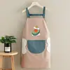 Delantal Casero Impermeable y a Prueba de Aceite para Mujer Verano Delgado Cocina Restaurante Ropa de Trabajo Lindo Estilo Extranjero Delantal de Trabajo Estampado
