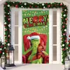 Decoración de cubierta de puerta navideña transfronteriza, cortina de puerta del monstruo verde Grinch, colgante de puerta de monstruo navideño, cubierta de puerta de tapiz de Año Nuevo