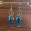 Gran oferta de pendientes de plumas vintage de estilo étnico, largos y multicolores, con diseño de cuentas y círculos.