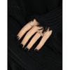 Anel aberto de prata esterlina 925 com textura de zircônia quadrada geométrica incrustada em estilo coreano com 143 incrustações para mulheres