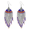 Pendientes de Borla Larga Coloridos con Flores de Luna de Cuentas de Arroz Hechos a Mano de Venta Caliente Transfronteriza Gancho de Oreja Bohemio Europeo y Americano para Mujeres