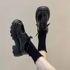 Sapatos de Couro com Solado Grosso Estilo Britânico para Mulheres 2026 Novo Outono Versátil Preto Loafers JK Sapatos Plataforma Tendência Ins
