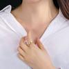 Bajo el Árbol Banyan Anillo Abierto de Doble Capa de Plata de Ley 925 para Mujer Estilo K Anillo Asimétrico Índice Anillo Brillante Nuevo