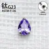 Stud de Titânio Astmf-136 Liga de Titânio Gota d'Água Zircônia Stud de Osso da Orelha Titânio G23 Rosca Interna Cabeça de Zircônia Stud de Orelha Joia de Piercing Peça de Cabeça