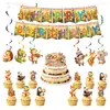 Festa da Banda de Animais da Floresta Transfronteiriça Utensílios de Mesa Pratos de Papel Descartáveis Copos de Papel Guardanapos Adereços de Decoração de Feriado Bandeiras Banners