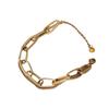 Collar largo de cadena dorada de acero de titanio para mujer, moda vintage, colgante, hip hop, pulsera doble gruesa, accesorios de marca de moda