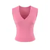 Top de tirantes sin mangas con retazos sexy de cuello en V estilo europeo y americano para mujer, corto de verano, adelgazante, versátil, capa base, moderno