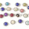 Prato de Flor Redondo Broche de Furar Laço Feito à Mão DIY Material para Acessórios de Cabelo Acessórios para Miçangas Flor Camada Dupla Estilo Strass Pérola
