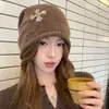 Gorro Retro com Padrão Cruzado Estilo Coreano para Mulheres, Início da Primavera, Circunferência da Cabeça Grande, Emagrecimento Facial, Touca de Lã Quente Tricotada, Chapéu de Inverno Moderno