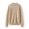 Suéter de Cachemira de una Línea Listo para Usar para Mujer de Cuello Alto Medio Otoño e Invierno Suéter Cálido de Lana Tejida Camisa Base de Manga Larga sin Costuras Ropa Interior