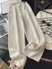 Pantalones de Mujer Ropa de Mujer Elástico Cintura Adelgazante Punto de Caída Pantalones de Lana Rectos de Pierna Ancha Mujer 26 Otoño Invierno Nuevo H091901