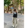 Outono de 2026 Cor Lisa Elegante Gola Redonda Manga Longa Camiseta Malha + Veludo Cotelê Floral Dupla Face Camisola Top