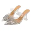 Sandalias de Tacón Alto Transparentes con Puntera y una Sola Tira 2026 Verano Nuevas Sandalias Chanclas Sexy para Exteriores de Celebridad de Internet para Mujer