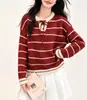 Elegante suéter de punto a rayas para mujer, nuevo modelo de otoño e invierno, corte holgado, adelgazante, extremadamente atractivo, top versátil y moderno