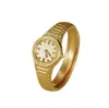 Nuevo 2023 520 Reloj Anillo Blanco para Mujer Oro de 24K Pequeño Anillo de Apertura Ajustable