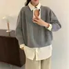 Suéter casual estilo europeu e americano transfronteiriço, com corte relaxado para mulheres, nova coleção outono/inverno, top de malha solto e macio