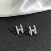 Pendientes con forma de letra H y C de diamantes completos, diseño de nicho, pendientes de sentido avanzado, recién llegados, joyería ligera de lujo a la moda y versátil para las orejas.