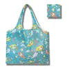 Sacola de Compras Dobrável, Bolsa Quadrada de Tecido Floral, Bolsa Tote Portátil e Resistente, Sacola Ecológica para Compras de Supermercado, Bolsa Impermeável para Armazenamento