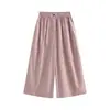 Pantalones de pierna ancha de algodón elástico en la cintura estilo perezoso para mujer, nuevo diseño de un solo botón suelto adelgazante, pantalones casuales rectos para mujer