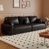 Sofá de cuero aceitado encerado estilo retro para rasguños de gato para salas de estar pequeñas, uso doméstico, lujo ligero, minimalista, alta gama, sofá de bloque de líneas rectas
