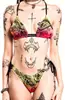 Traje de baño bikini triangular con cordones y estampado degradado, moda de playa transfronteriza, colección de bikinis estilo punk Y2k