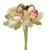 Envio Direto da Fábrica de Flores Artificiais, Seleção Transfronteiriça de Buquês de Orquídea Cymbidium de Seis Flores para Casamentos em Hotéis e Ambientes de Jardim