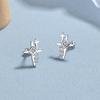 Brinco de Prata de Lei 925 com Zircônia Montagem Estrela Rosca Feminino Quatro Montagens Montagem Estrela Prego para Cartilagem da Orelha Luxo Leve Ins Elegante Joia de Orelha de Alta Qualidade