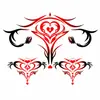 Adesivos de Tatuagem Cintura e Quadril para Meninas Doces e Descoladas, Padrão de Coração de Rosa Adesivos Impermeáveis para Barriga Baixa
