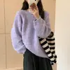Suéter Holgado de Punto con Cuello Redondo para Mujer Tallas Plus Otoño/Invierno 2026, Estilo Perezoso, Manga Larga, Suave y Esponjoso, Top de Punto con Patrón para Mujer