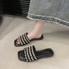 Pantuflas de Estilo Hada para Mujer Tallas Grandes para Verano 2026, Modelo Nuevo para Uso en Exteriores, Adecuadas para Combinar con Vestidos, Sandalias Planas de Playa de Punta Cuadrada