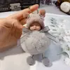 Lindo suave llavero de muñeca linda creativo accesorios de flor eterna de piel de conejo Rex colgante para bolsa de coche pequeño regalo al por mayor
