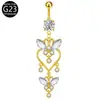 Anillo para ombligo de aleación de titanio G23 mariposa incrustado con circonita Moda europea y americana Joyería para perforaciones F136 Venta al por mayor transfronteriza de Amazon