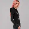 Chaqueta con capucha de retazos a rayas estilo europeo y americano para otoño e invierno, sudadera retro de doble botonadura estilo dos piezas de moda al por mayor