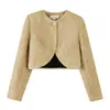 Marca Z Comercio Exterior Transfronterizo Stock Listo Ropa de Mujer Temporada Primavera 2026 Chaqueta Corta con Hombreras y Diseño de Hilo Metálico