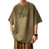 Camiseta de manga corta gruesa estilo americano para hombre, nueva marca de moda de verano, holgada, de gran tamaño, moderna, de gamuza que combina con todo, de media manga